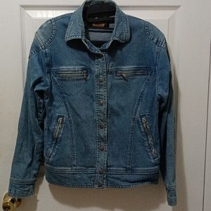 Harley- Davidson ladies XS Jean denim jacket with embroidery.